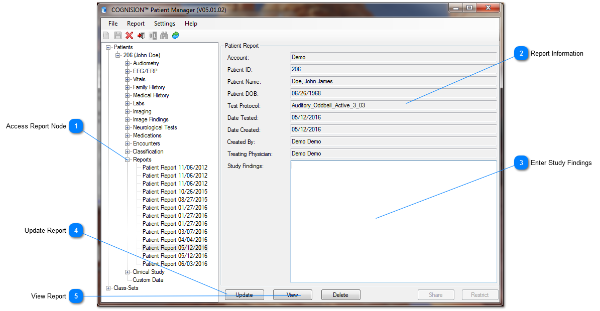 Updating/Accessing Patient Reports